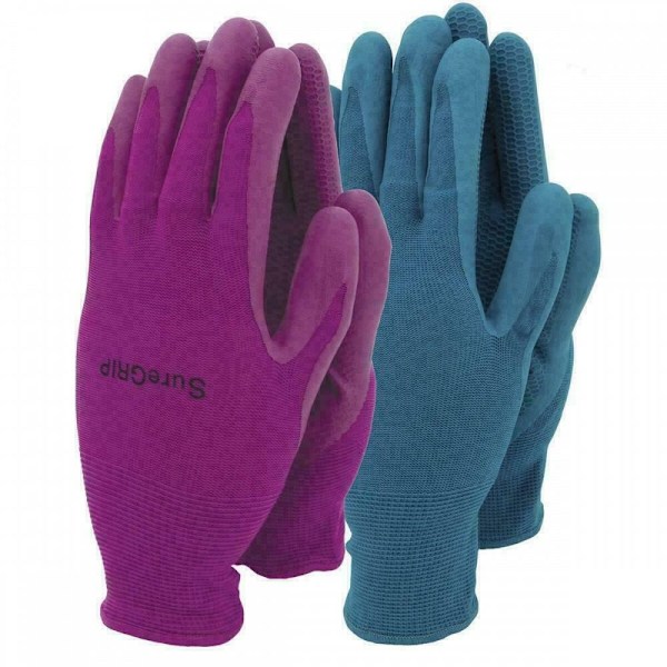 Town & Country Dam/Dam Sure Grip Trädgårdshandskar (2-pack) Pink/Blue One Size