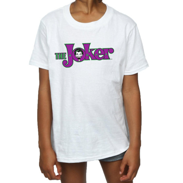 DC Comics Girls The Joker Text Logo Bomull T-shirt 5-6 år Vit White 5-6 Years