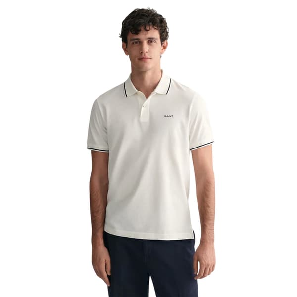 Gant Pikétröja med broderad logotyp för män M Vit White M