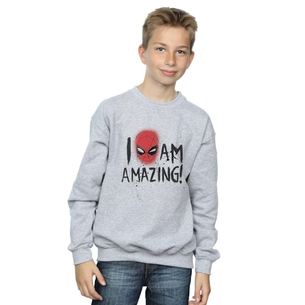 Marvel Boys Spider-Man I Am Amazing Sweatshirt 7-8 år Sport Sports Grey 7-8 Years