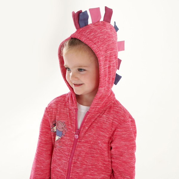 Regatta Childrens/Kids Greta Gris Marl Fleece Full Zip Hoodie 3- Pink Fusion 3-4 Years