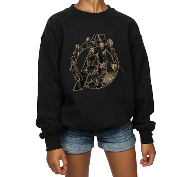 Marvel Girls Avengers Infinity War Marvel Logo Sweatshirt 12-13 Black 12-13 Years