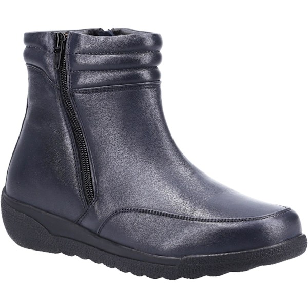 Fleet & Foster Dam/Damer Marocko Dubbel Dragkedja Läder Ankel Boots Navy 7 UK