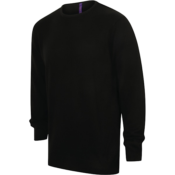 Henbury Herr Crew Neck 12 Gauge Fint Stickat Tröja / Sweatshirt 4 Black 4XL