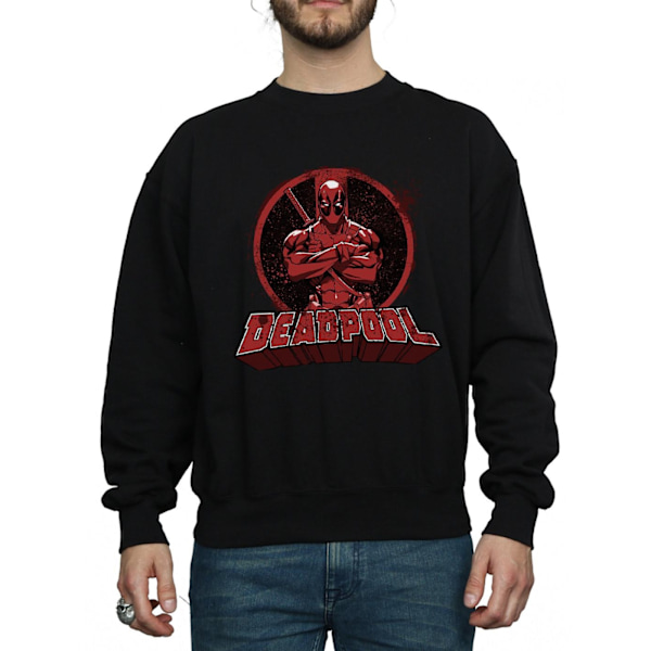 Marvel Herr Deadpool Korsa Armar Logotyp Sweatshirt S Svart Black S