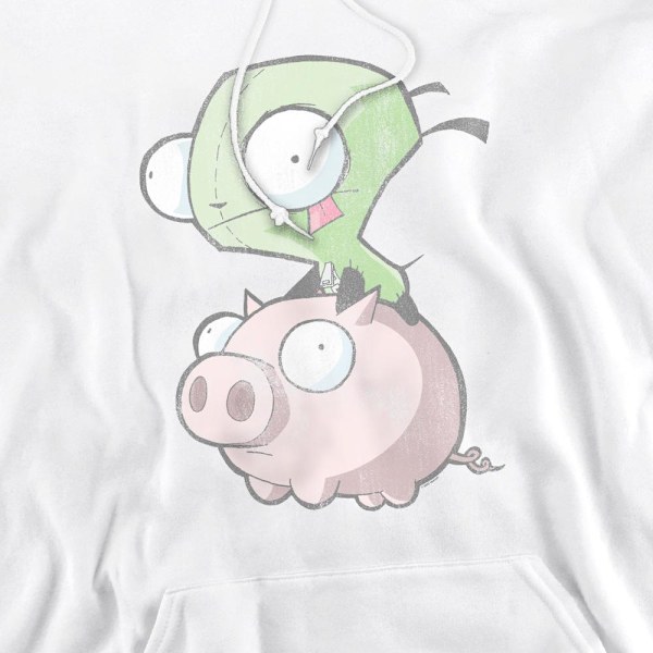 Invader Zim Herr Gir & Pig Hoodie S Vit White S