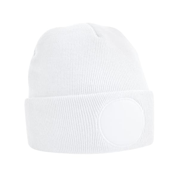 Beechfield Unisex Rund Stickad Mössa med Patch och Vikbar Kant, One Size, Grön Bottle Green One Size