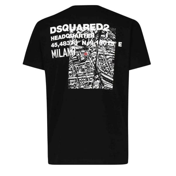 DSquared2 Herr T-shirt Map Cool Fit S Svart Black S