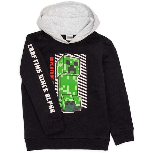 Minecraft Boys Creeper Hoodie 8-9 år Svart/Grå/Grön Black/Grey/Green 8-9 Years