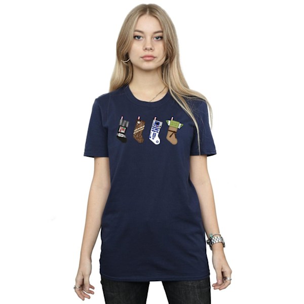 Star Wars Damstrumpor i bomull för kvinnor/damer, julstrumpor, pojkvänströja Navy Blue L