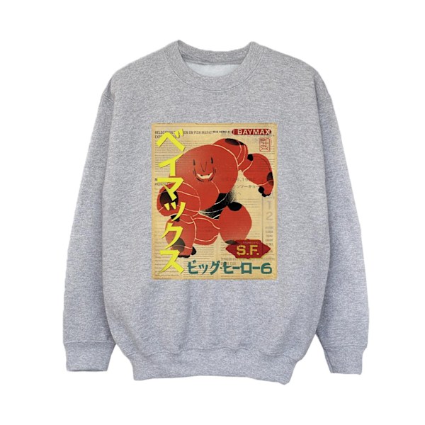 Disney Boys Big Hero 6 Baymax Baymax Newspaper Sweatshirt 5-6 år Sports Grey 5-6 Years