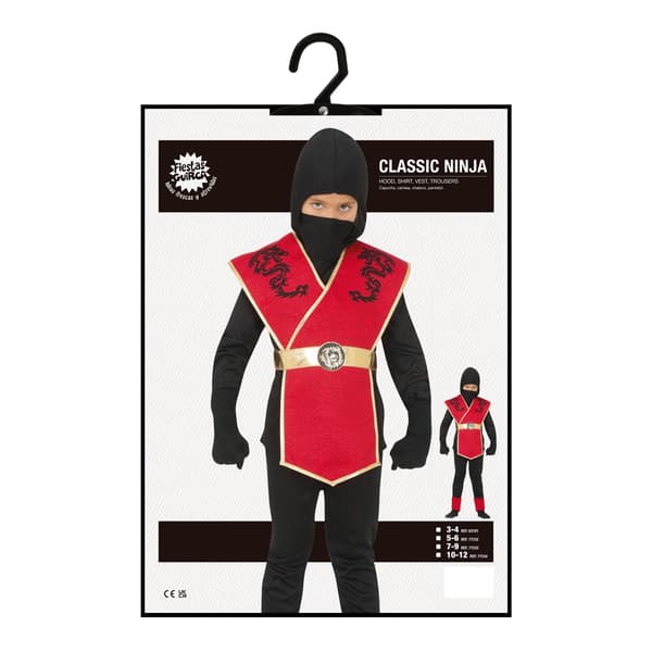 Fiestas Guirca Ninja Kostymset för Barn 3-4 År Röd/B Red/Black 3-4 Years