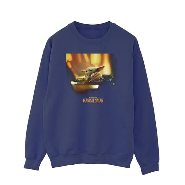 Star Wars Herr The Mandalorian Grogu Målad Sweatshirt S Marinblå Navy Blue S