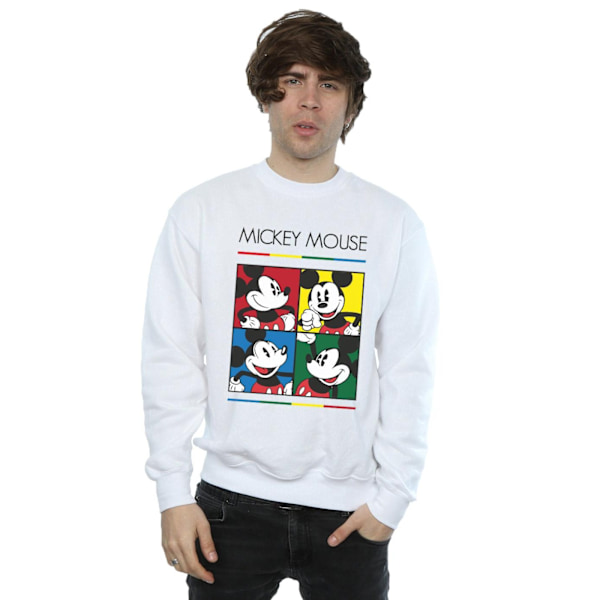 Disney Herr Mickey Mouse Square Colour Sweatshirt L Vit White L