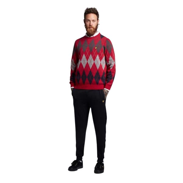 Lyle & Scott Herrtröja Argyle Stickad Rundhals S Röd Red S