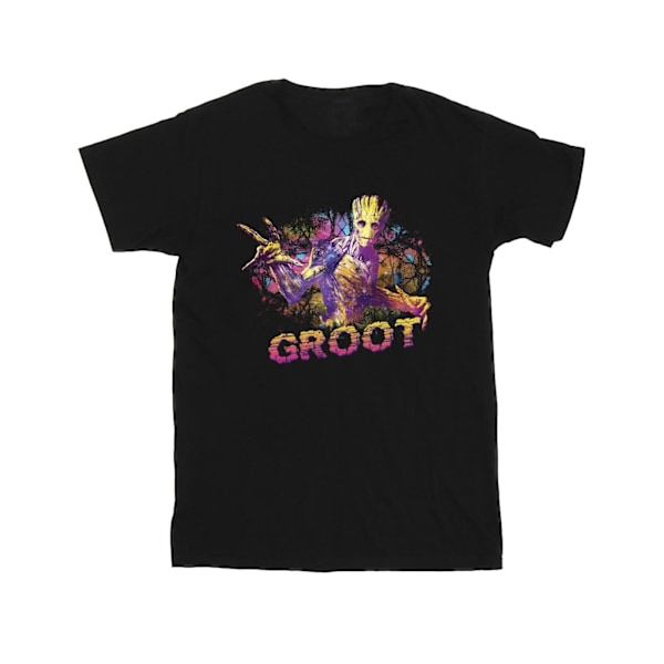 Marvel Girls Guardians Of The Galaxy Abstract Groot Bomull T-Sh Black 3-4 Years
