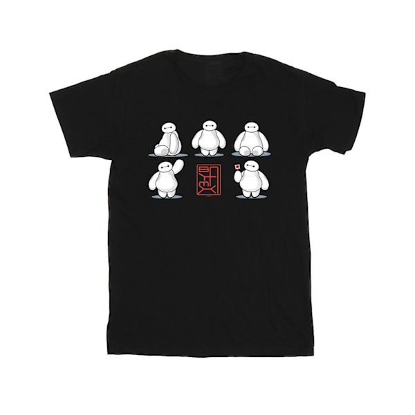 Disney Girls Big Hero 6 Baymax Många Poser Bomull T-shirt 9-11 år Black 9-11 Years