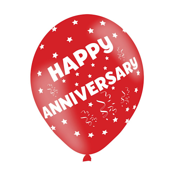 Amscan Latex Anniversary Balloons (6-pack) One Size Röd/Vit Red/White One Size