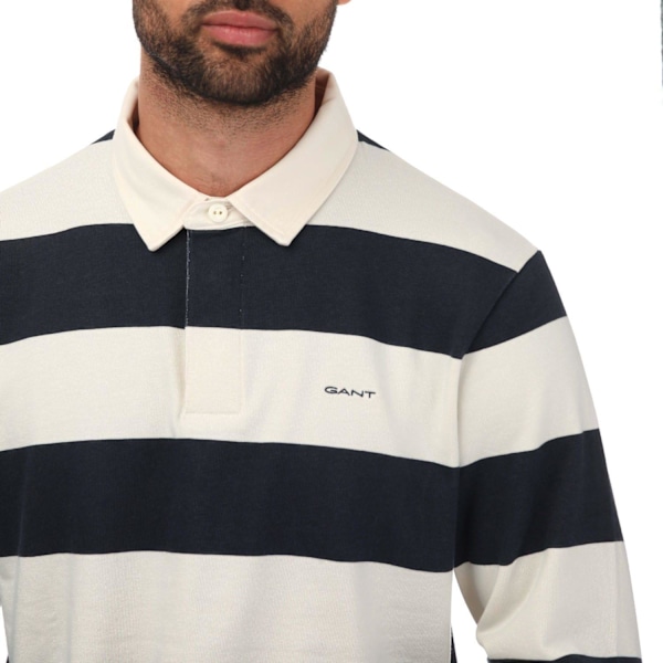 Gant Herr Heavy Rugger Block Stripe Pikétröja L Blå Blue L