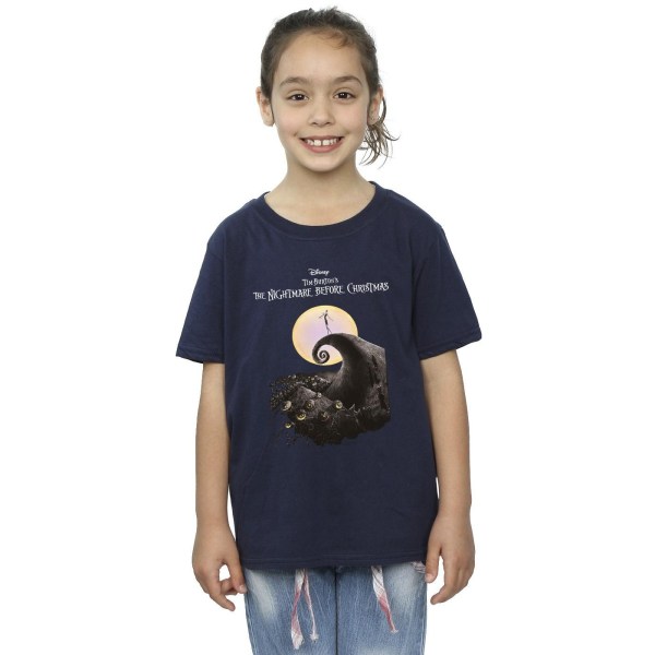 The Nightmare Before Christmas Flickor Moon Poster Bomull T-shirt Navy Blue 5-6 Years