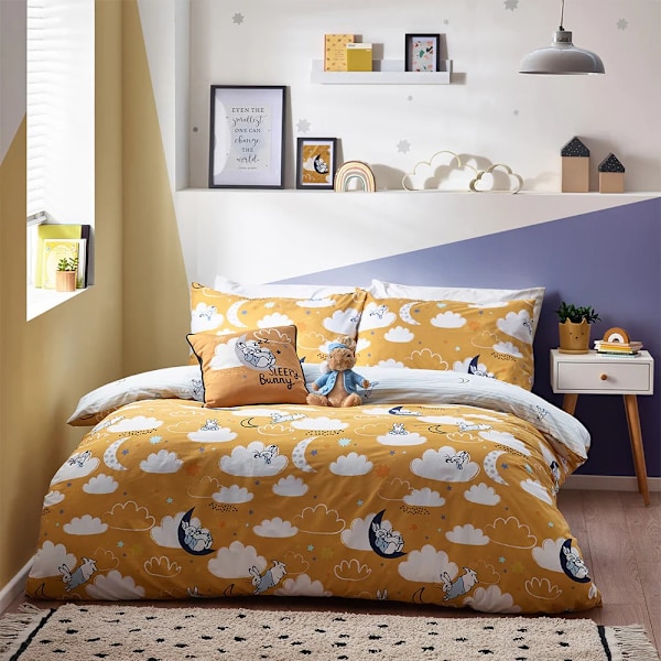 Peter Rabbit Sleepy Head Påslakanset Enkelsäng Ockra Ochre Single