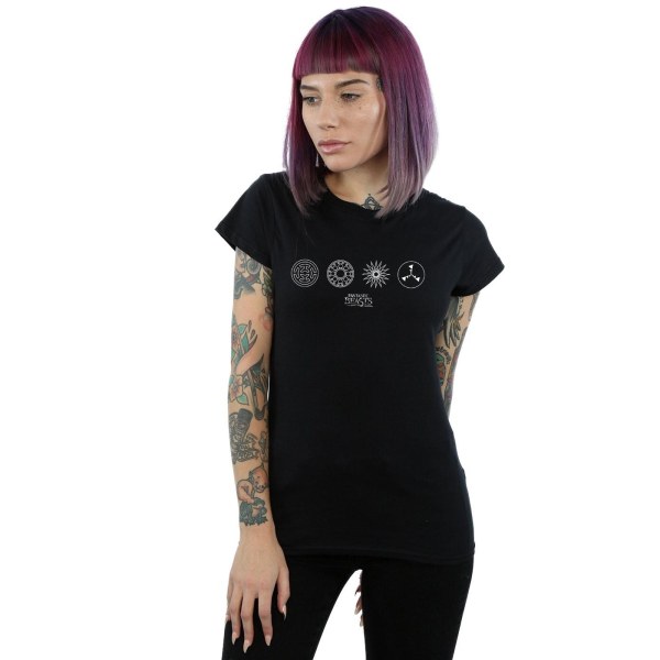 Fantastic Beasts Dam/Ladies Circular Icons Cotton T-Shirt XX Black XXL