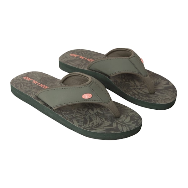 Animal Womens/Ladies Swish Leaf Print Recycled Flip Flops 5 UK Dark Khaki 5 UK