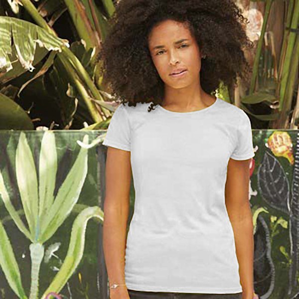 Fruit of the Loom Dam/Damer Lady Fit Kortärmad T-shirt White L