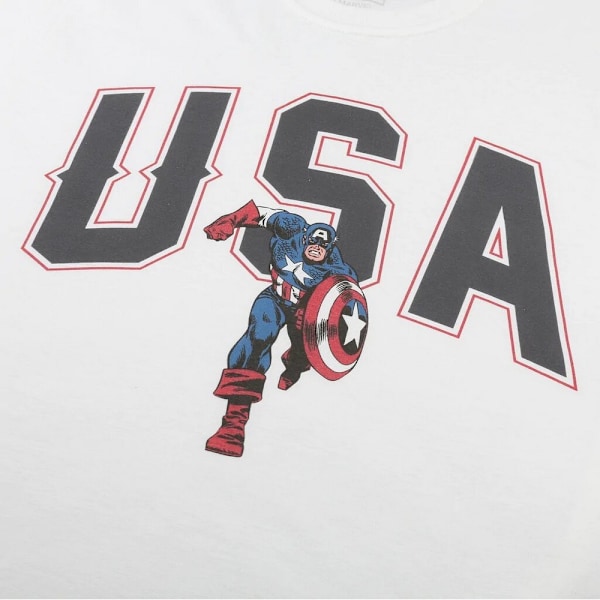 Captain America Herr USA T-shirt L Vit/Svart/Röd White/Black/Red L