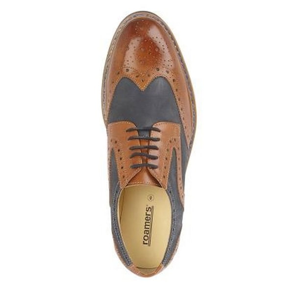 Roamers herr 5 Eye Brogue Laced Nubuck lädersko 8 UK Dark T Dark Tan/Navy 8 UK