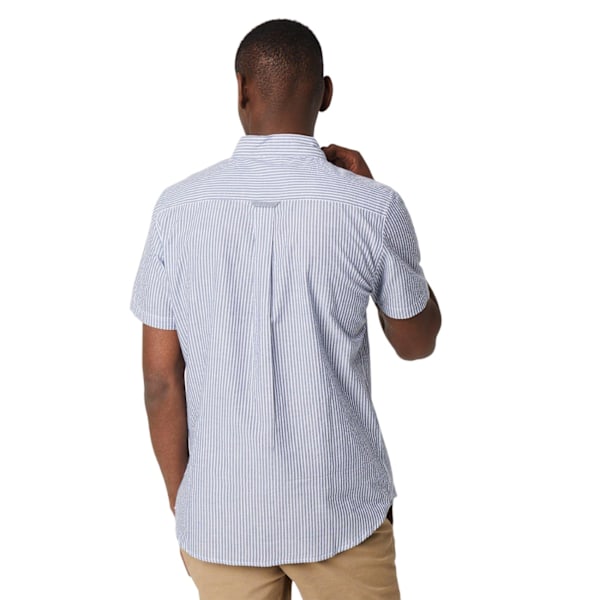 Maine Herr Stripe Seersucker Kortärmad Skjorta 3XL Blå Blue 3XL