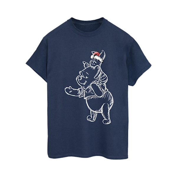 Disney Dam/Damer Winnie The Pooh Piglet Jul Bomull Pojkvän T-Shirt 4XL Marinblå Navy Blue 4XL