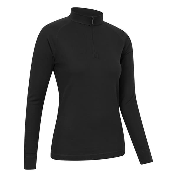Mountain Warehouse Dam Talus Zip Neck Långärmad Termisk Topp för Kvinnor Black 20 UK