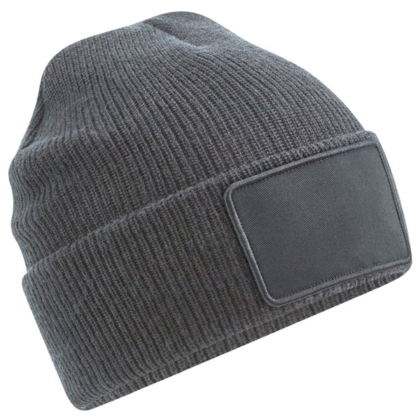 Beechfield Thinsulate Avtagbar Patch Beanie One Size Grafit Graphite Grey One Size