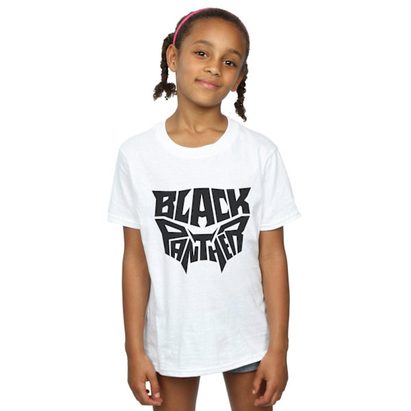 Marvel Girls Black Panther Worded Emblem Bomull T-shirt 5-6 år White 5-6 Years