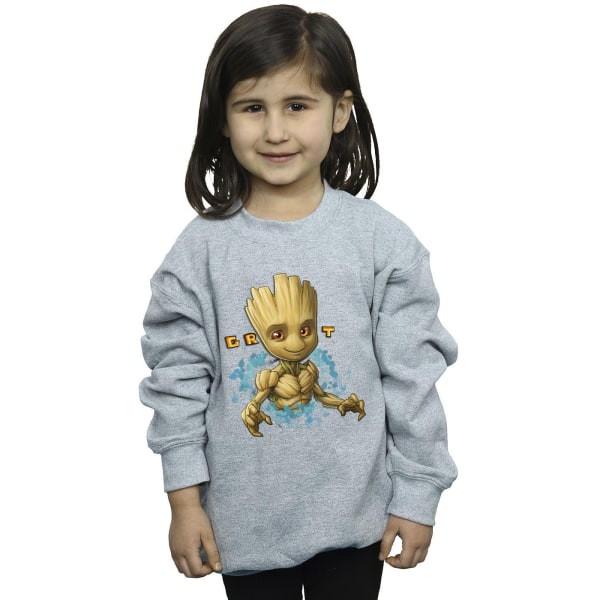 Guardians Of The Galaxy Girls Groot Flowers Sweatshirt 5-6 år Sports Grey 5-6 Years