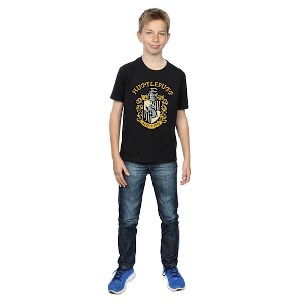 Harry Potter Pojkar Hufflepuff Bomull T-shirt 7-8 År Svart Black 7-8 Years