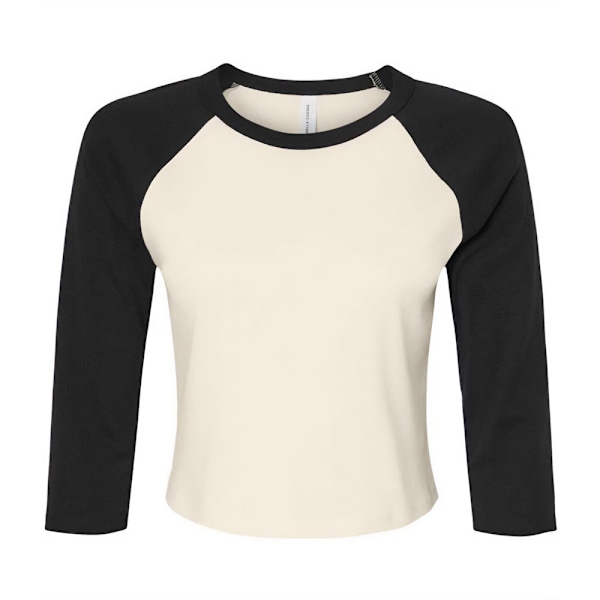 Bella + Canvas Dam/Dam Micro-Rib Raglan 3/4 Ärm Crop T Natural/Black XXL