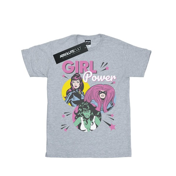 Marvel Comics Girls Girl Power Bomull T-shirt 12-13 År Sport Sports Grey 12-13 Years