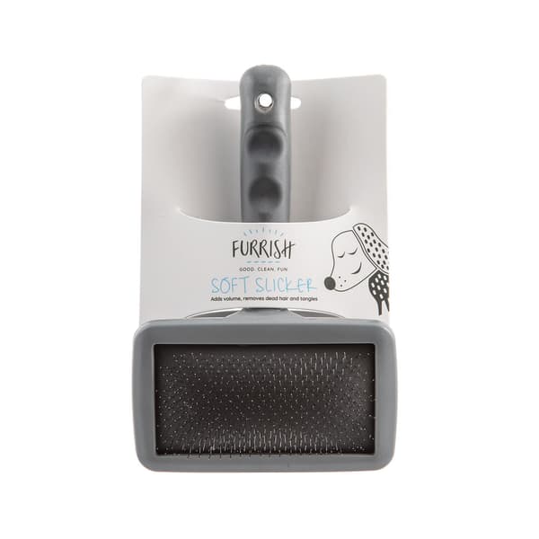 Furrish Soft Dog Slicker Brush M Silver/Black Silver/Black M