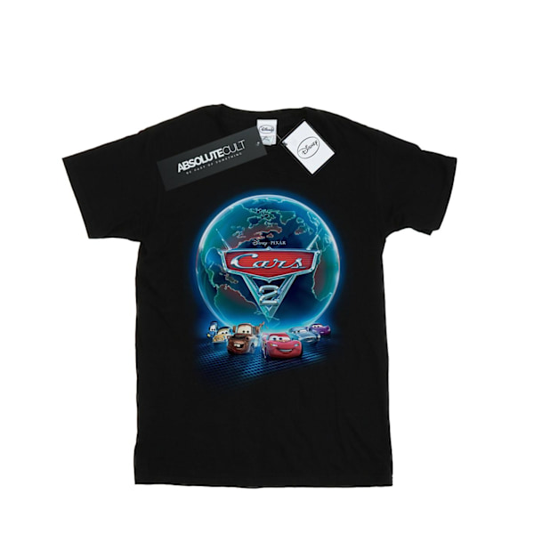 Disney Cars Globe Movie Poster T-shirt för män, 5XL, svart Black 5XL