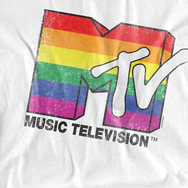 MTV Herr Pride Regnbågslogotyp T-Shirt M Vit White M