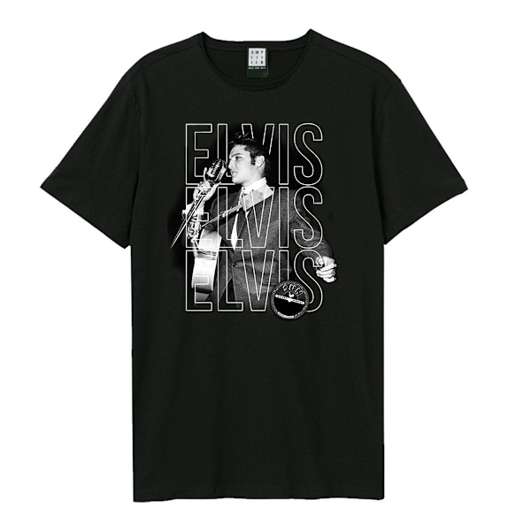 Amplified Unisex Vuxen Triple Logo Sun Records & Elvis T-Shirt Black M