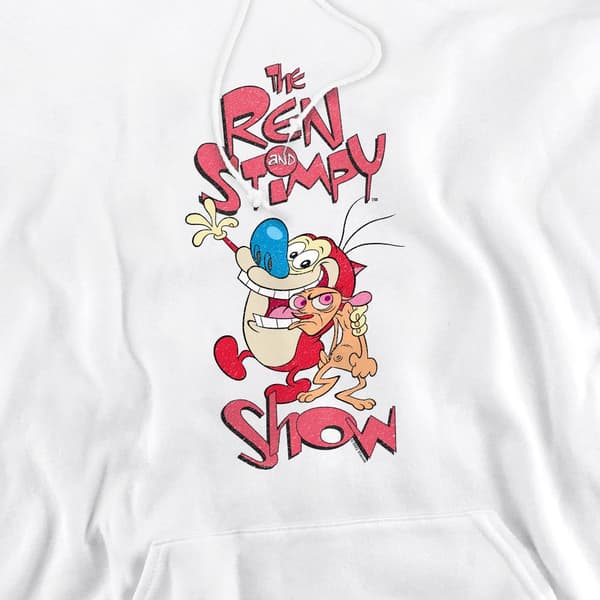 Ren & Stimpy Herrtröja med huva M Vit White M
