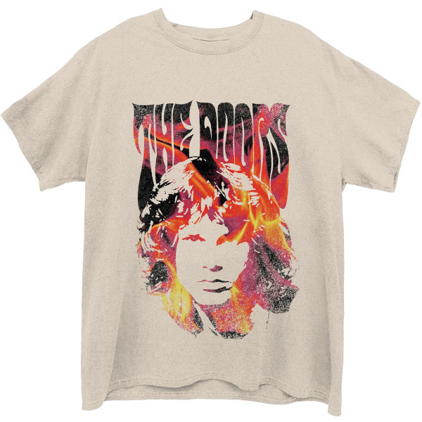 The Doors Unisex Adult Jim Morrison Face Fire Cotton T-Shirt M Natural M