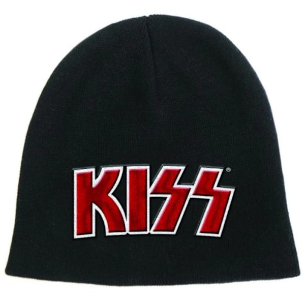 Kiss Unisex Vuxen Röd På Vit Logga Beanie One Size Svart Black One Size
