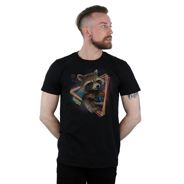 Guardians Of The Galaxy Herr Rocket Raccoon Neon Bomull T-shirt Black M