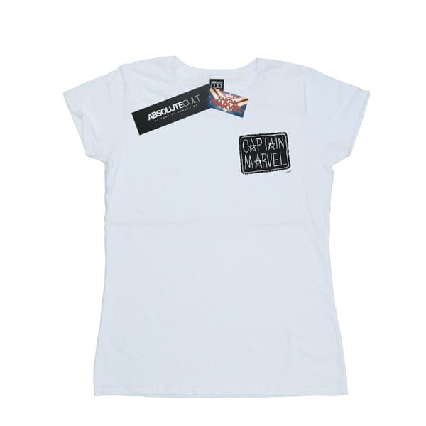 Marvel Dam/Dam Captain Marvel Bröstlapp Bomulls T-shirt White XL