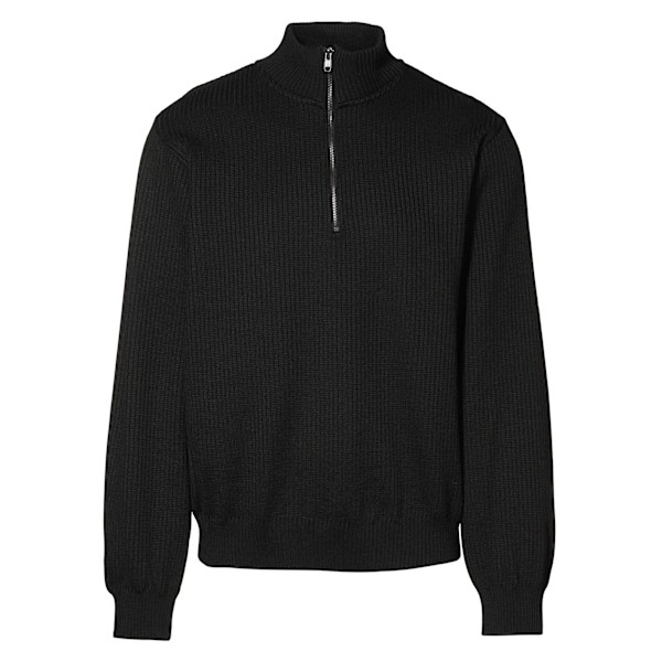 ID Herr Stickad Halv Zip Pullover Fleece 4XL Svart Black 4XL