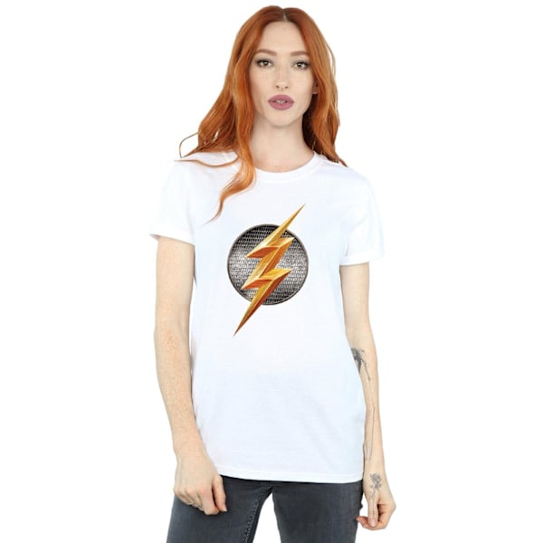 Flash Dam/Kvinnor Logo Bomull Boyfriend T-Shirt S Vit White S